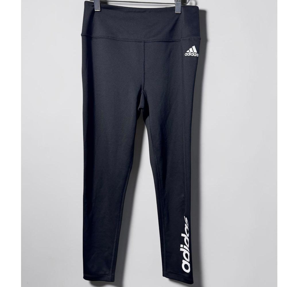 Adidas Women Black Aeroready Primegreen High Rise Logo Leggings Size M